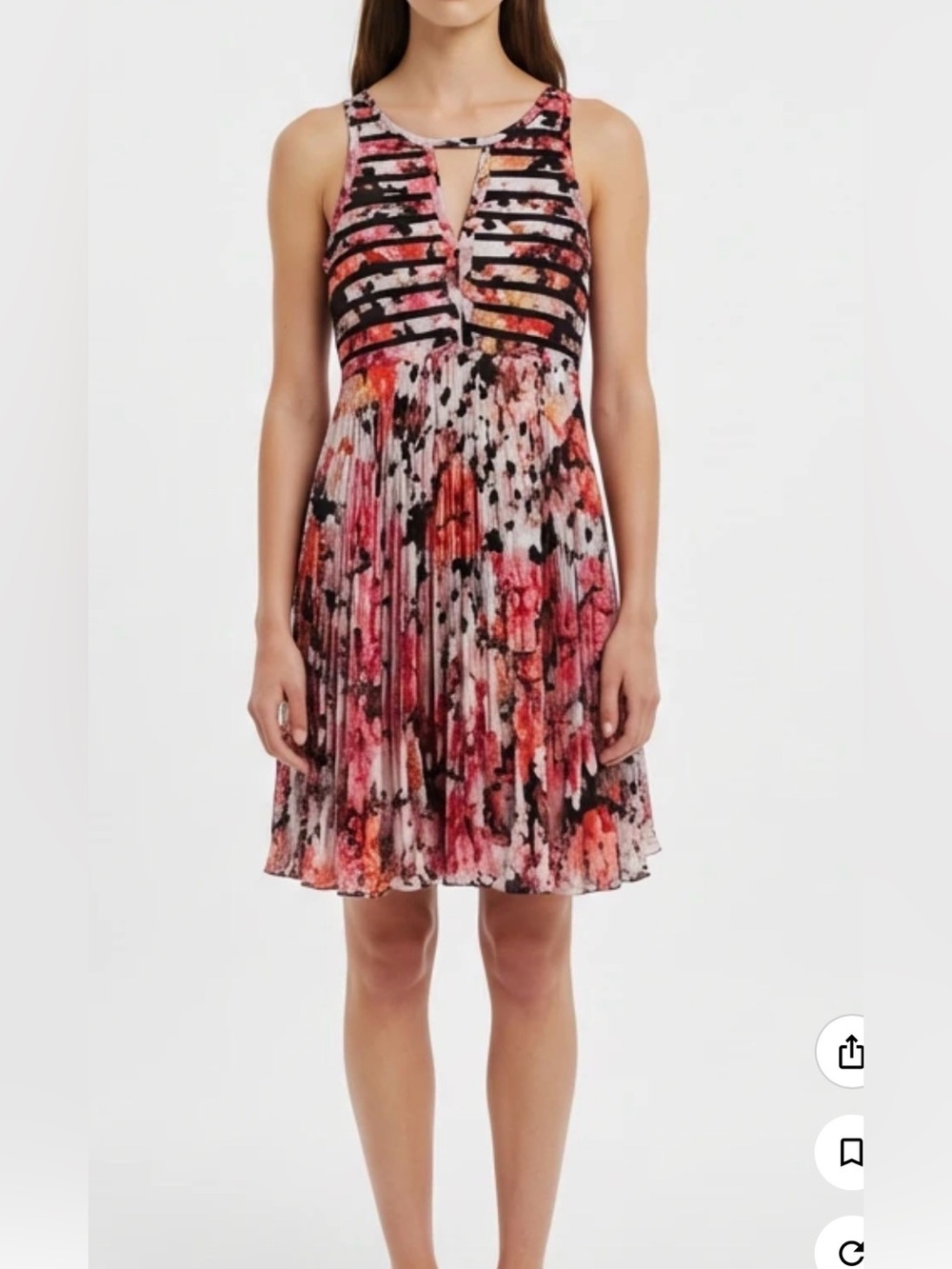 Sleeveless fall Floral Pleated Fit & Flare Dress